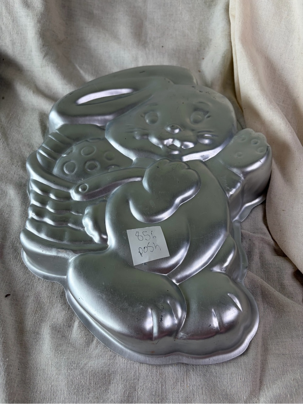 Vintage Bunny Cake Pan - Silver Metal Mold